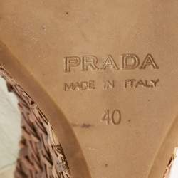 Prada White Leather Platform Wedge Ankle Strap Sandals Size 40