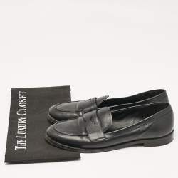 Prada Black Leather Slip On Loafers Size 38.5