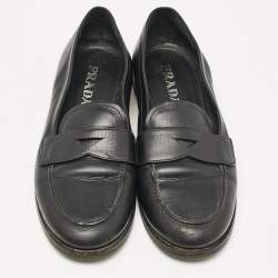 Prada Black Leather Slip On Loafers Size 38.5
