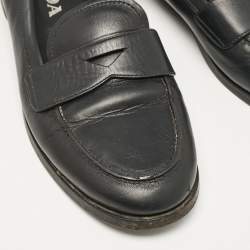 Prada Black Leather Slip On Loafers Size 38.5