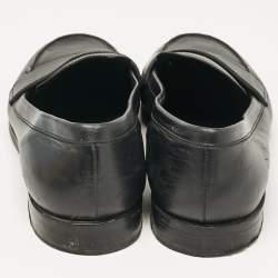 Prada Black Leather Slip On Loafers Size 38.5