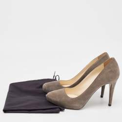 Prada Grey Suede Platform Pumps Size 37.5