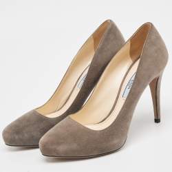 Prada Grey Suede Platform Pumps Size 37.5