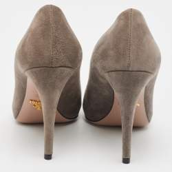 Prada Grey Suede Platform Pumps Size 37.5