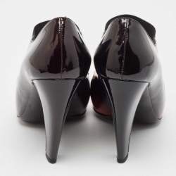 Prada Black/Orange Patent Leather Peep Toe Pumps Size 40.5