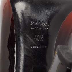 Prada Black/Orange Patent Leather Peep Toe Pumps Size 40.5