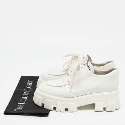 Prada White Leather Platform Monolith Lace Up Derby Size 39