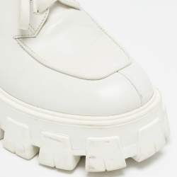Prada White Leather Platform Monolith Lace Up Derby Size 39