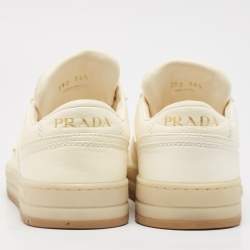 Prada Cream Leather Lace Up Sneakers Size 36.5