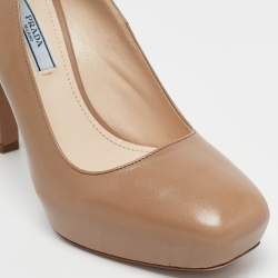 Prada Beige Leather Platform Pumps Size 39