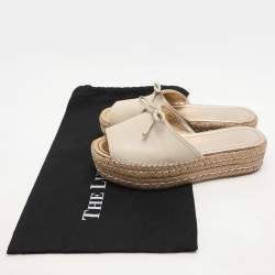 Prada Light Beige Leather Platform Sandals Size 38