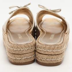 Prada Light Beige Leather Platform Sandals Size 38
