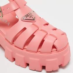 Prada Pink Rubber Monolith Sandals Size 37