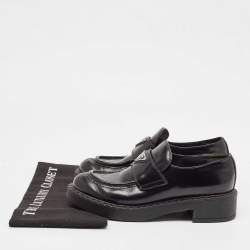 Prada Black Patent Leather Platform Loafers Size 38