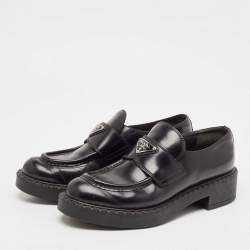 Prada Black Patent Leather Platform Loafers Size 38
