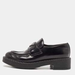 Prada Black Patent Leather Platform Loafers Size 38