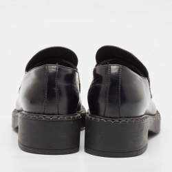 Prada Black Patent Leather Platform Loafers Size 38