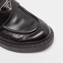 Prada Black Patent Leather Platform Loafers Size 38