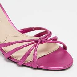 Pre Owned Prada Metallic Pink Leather Slide Sandals Size 37