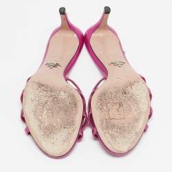Pre Owned Prada Metallic Pink Leather Slide Sandals Size 37