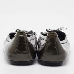 Prada Olive Green Patent Leather Penny Loafers Size 40