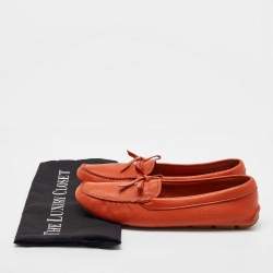 Pre Owned Prada Orange Leather Penny Loafers Size 39