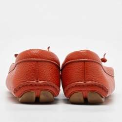 Pre Owned Prada Orange Leather Penny Loafers Size 39