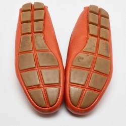 Pre Owned Prada Orange Leather Penny Loafers Size 39
