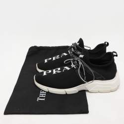 Prada Black Fabric Knit Fabric LowTop Sneakers Size 39