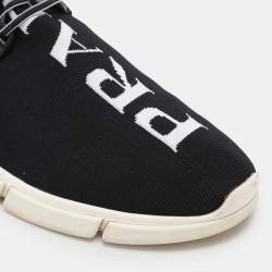 Prada Black Fabric Knit Fabric LowTop Sneakers Size 39