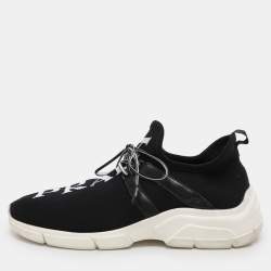 Prada Black Fabric Knit Fabric LowTop Sneakers Size 39