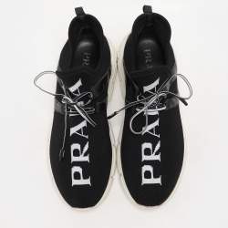 Prada Black Fabric Knit Fabric LowTop Sneakers Size 39
