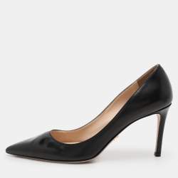 Prada Black Leather Pointed Toe Pumps Size 38.5