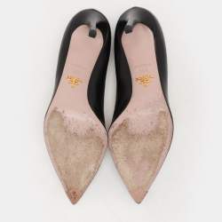 Prada Black Leather Pointed Toe Pumps Size 38.5