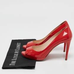 Prada Coral Pink Patent Leather Peep Toe Pumps Size 38