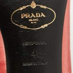 Pre Owned Prada Multicolor Leather and Satin Peep Toe Pumps Size 41