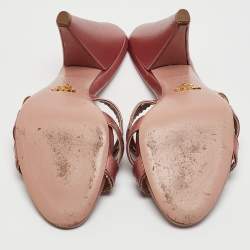 Prada Pink Leather Embellished Slip On Sandals Size 38.5