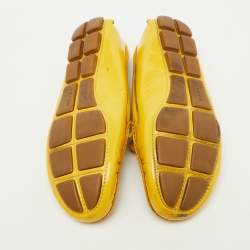 Prada Mustard Yellow Patent Leather Bow Slip On Loafers Size 37.5
