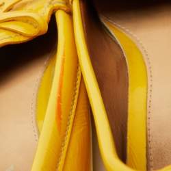 Prada Mustard Yellow Patent Leather Bow Slip On Loafers Size 37.5
