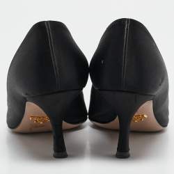 Pre Owned Prada Black Satin Crystal Embellished Pointed Toe Pumps Size 36