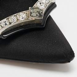 Pre Owned Prada Black Satin Crystal Embellished Pointed Toe Pumps Size 36
