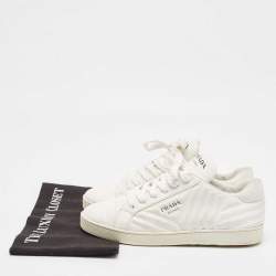 Pre Owned Prada White Leather Lace Up Low Top Sneakers Size 39