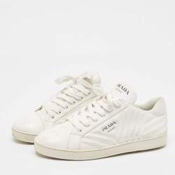 Pre Owned Prada White Leather Lace Up Low Top Sneakers Size 39