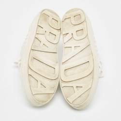 Pre Owned Prada White Leather Lace Up Low Top Sneakers Size 39
