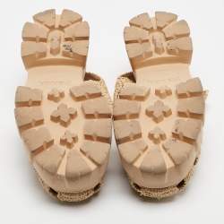 Pre Owned Prada Beige Raffia Monolith Sandals Size 39