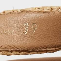 Pre Owned Prada Beige Raffia Monolith Sandals Size 39