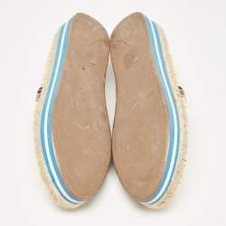 Prada Cream/Brown Woven Leather Slip On Espadrille Flats Size 39