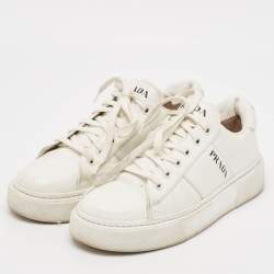 Prada White  Leather  Lace Up Trainer Sneakers Size 36.5 