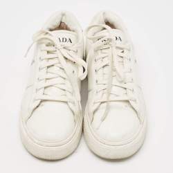 Prada White  Leather  Lace Up Trainer Sneakers Size 36.5 