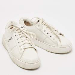 Prada White  Leather  Lace Up Trainer Sneakers Size 36.5 